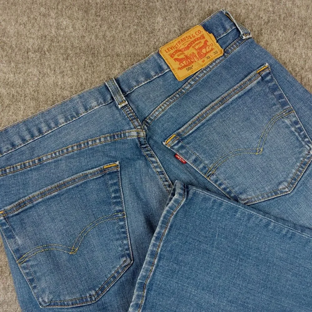 Levis 501 Jeans Men's 32x32 (31x31.5) Blue Denim Button Fly Straight